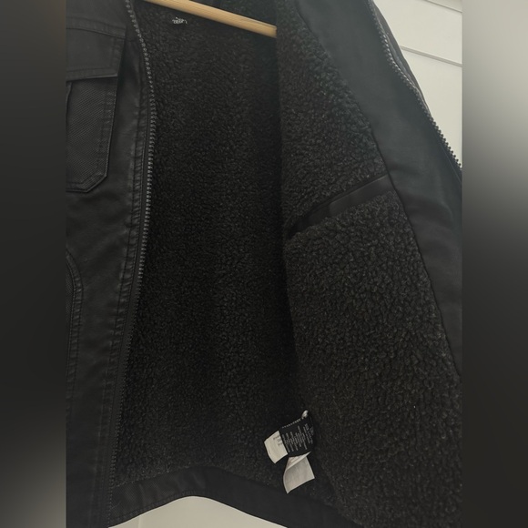 Classic Black Faux leather Military Jacket Boys L - Picture 5 of 8